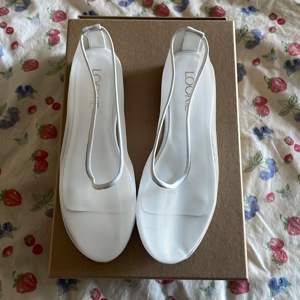 Handmade white mesh flats